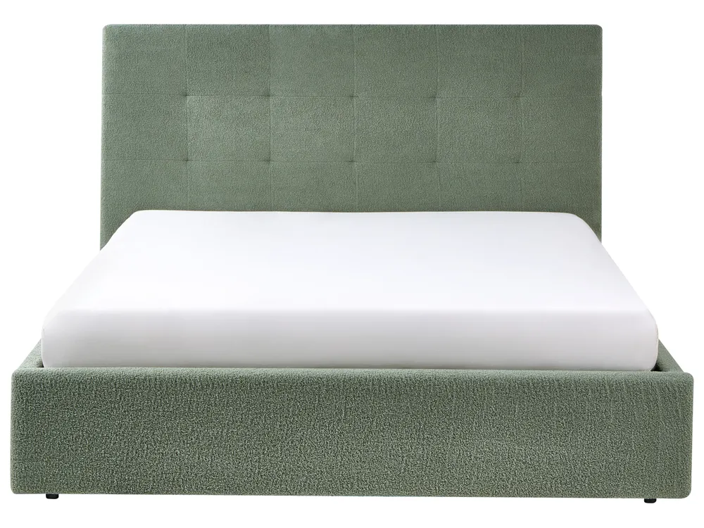 Ottoman Bed LORIENT Boucle Green 160 x 200 cm (EU King Size)_1040314