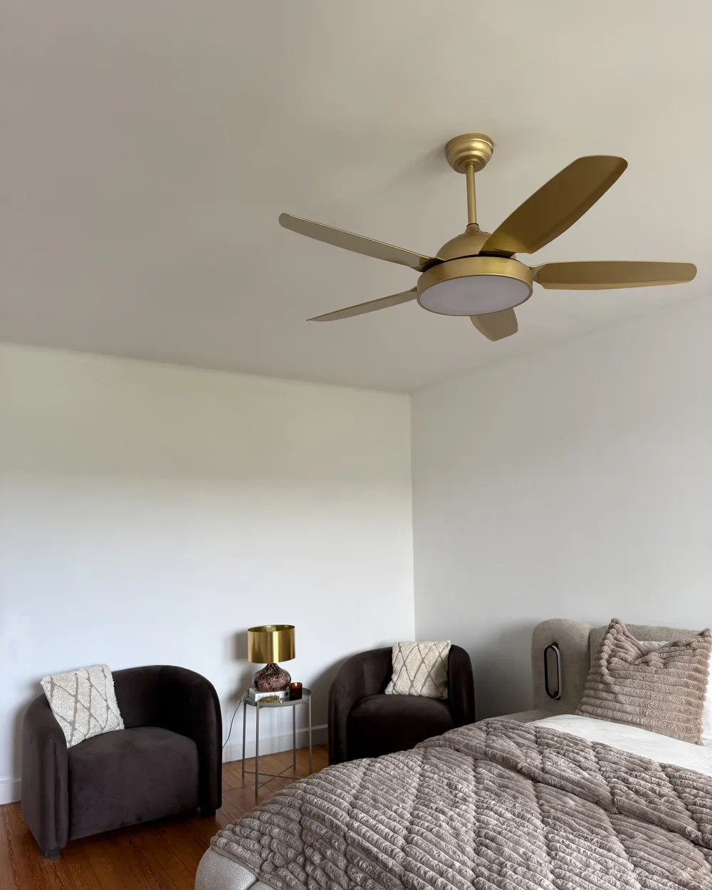 Ventilatore a soffitto con luce GOSHAABA con telecomando LED Ottone_1062794