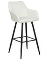 Conjunto de 2 sillas de bar en terciopelo blanco crema CASMALIA_898945