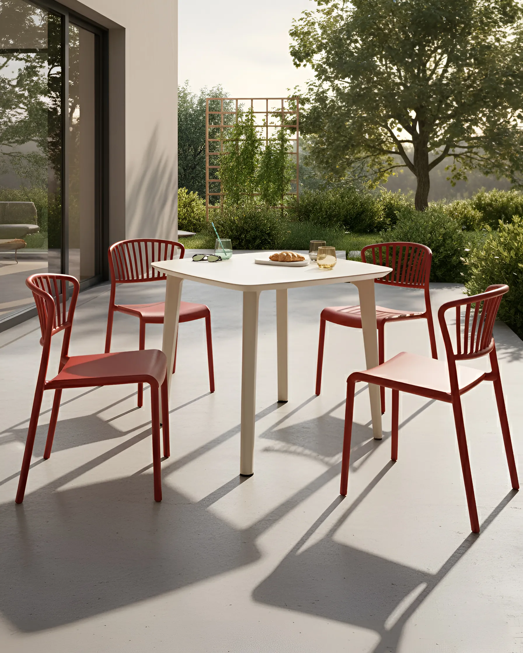 Set of 4 Garden Chairs GELA Red_1029139