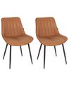 Set of 2 Faux Leather Dining Chairs Brown DUBROVNIK_929019