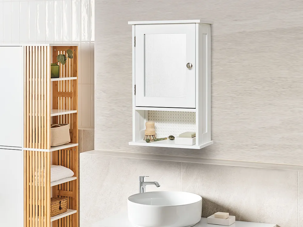 Bathroom Wall Mounted Mirror Cabinet HUILA 34 cm 53 cm White_1155677