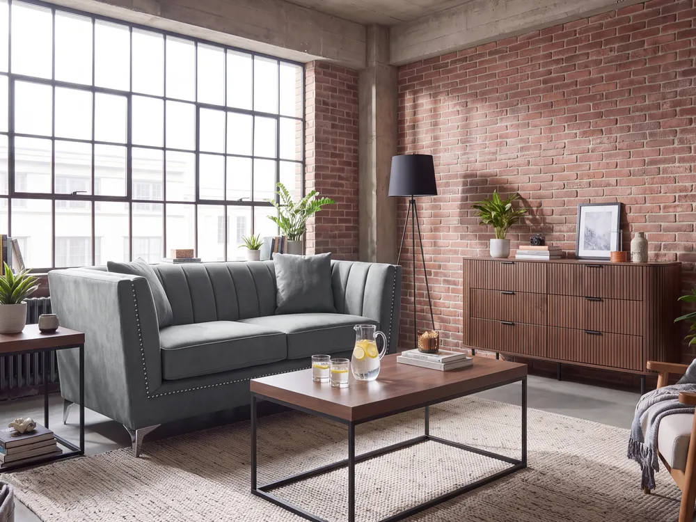 Sofa 2 Seater GAULA Velvet Grey_1145577