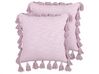 Set of 2 Cotton Cushions with Tassels 45 x 45 cm Pink LYNCHIS_838718