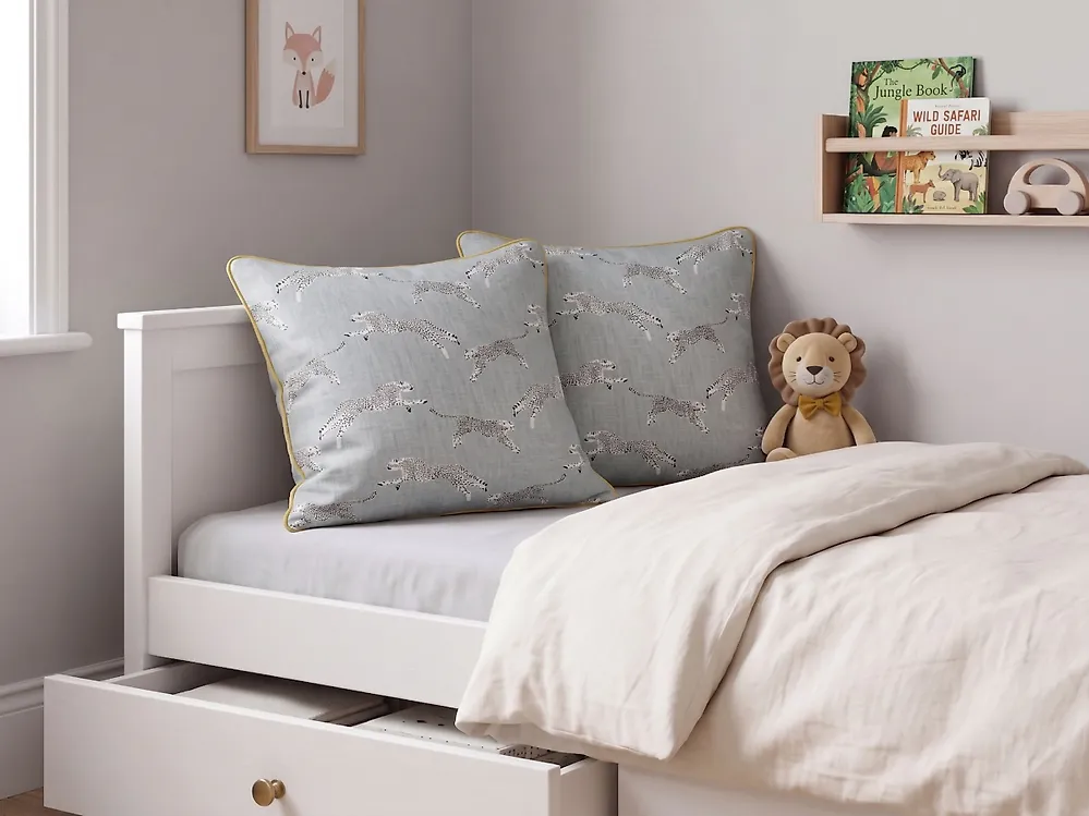 Lot de 2 coussins décoratifs ARALES 45 x 45 cm Coton Gris clair Motif animal_1182746