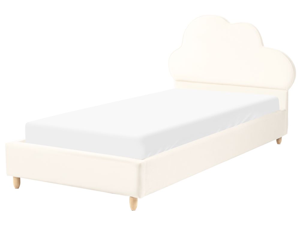 Kids Bed Cloud Velvet BELLEVUE 90 x 200 cm (EU Single) Light Beige