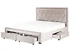 Bed with Storage Drawers LIEVIN Velvet Beige 180 x 200 cm (EU Super King)