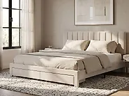 Bed with Storage Drawers LONZAC Velvet Off-White 180 x 200 cm (EU Super King)_1175262