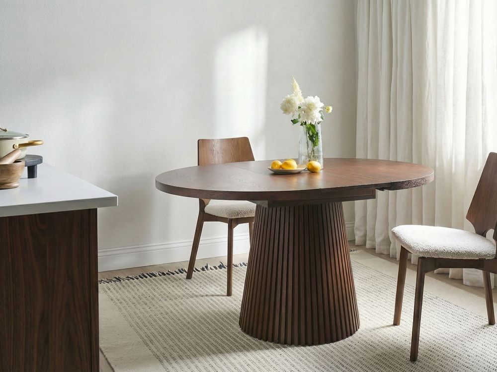 Extending Dining Table MOORE Dark Ash Wood 120/160 cm 120 cm
