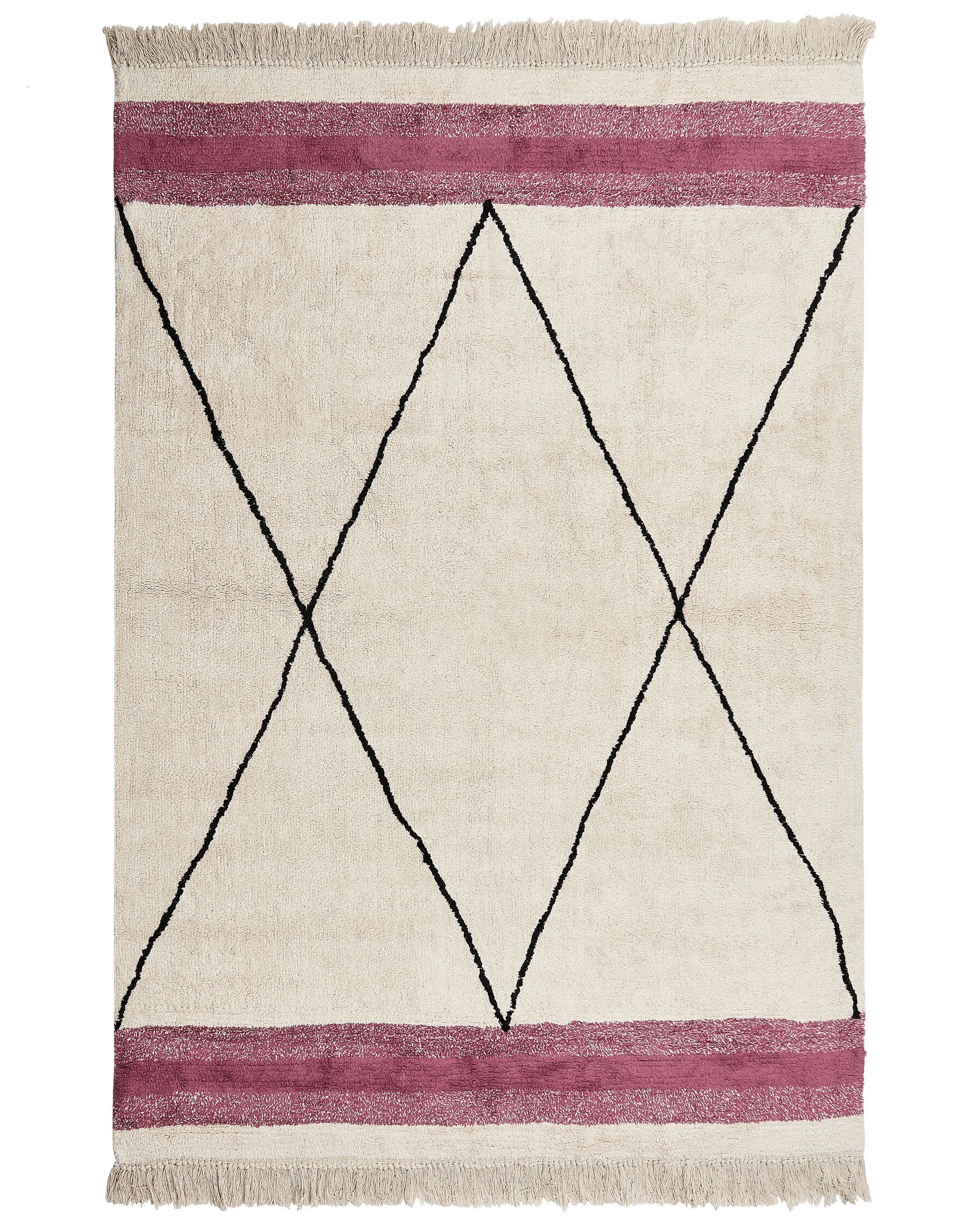 Bavlněný koberec 160 x 230 cm béžový/ růžový AFSAR_839973