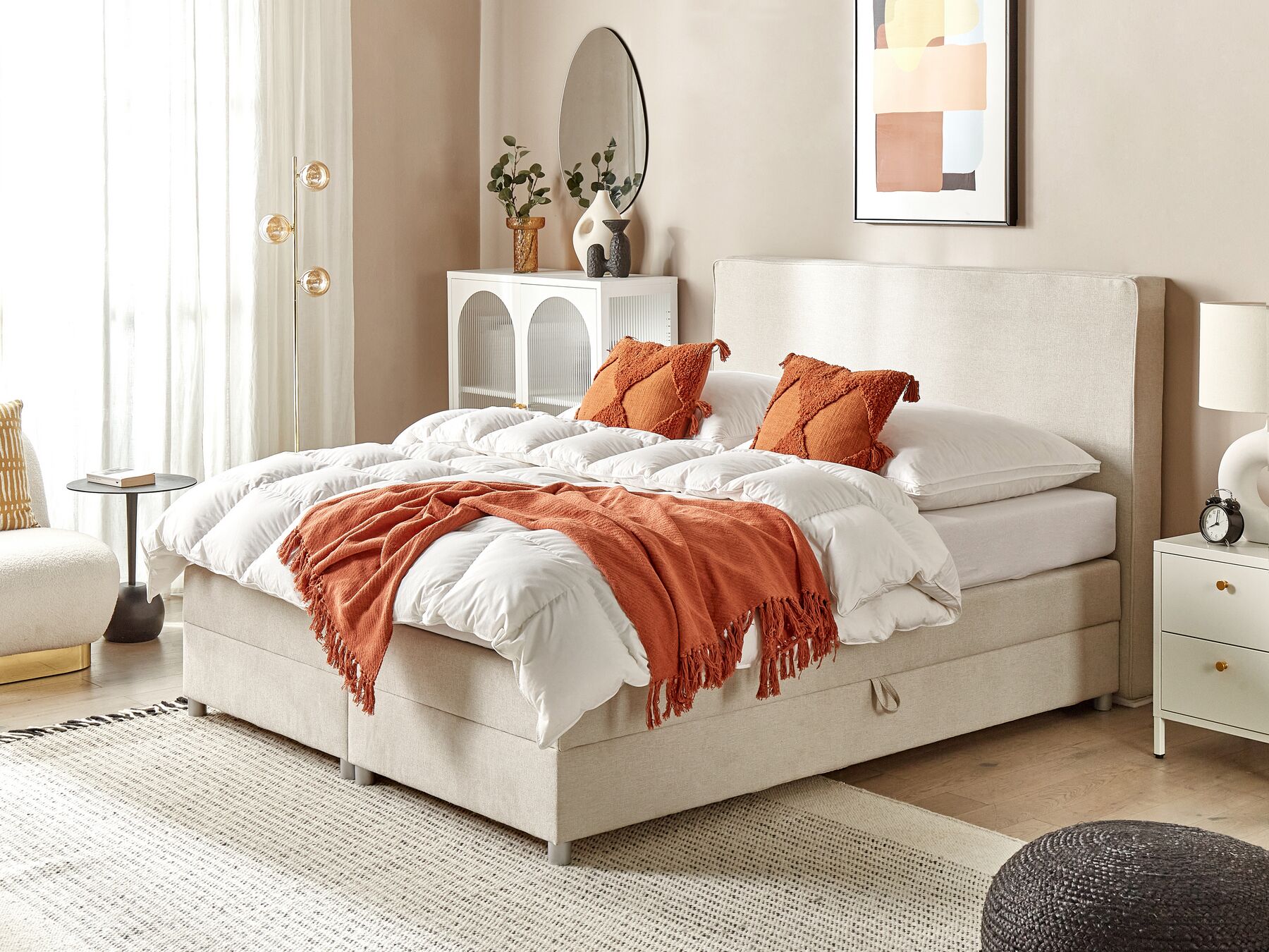 Letto boxspring tessuto beige 160 x 200 cm MINISTER_873585