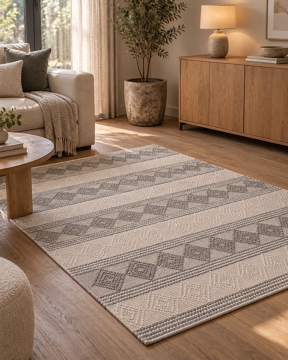Rug BOZOVA Light Beige 140 x 200 cm Wool