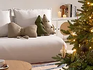 Set of 3 Decorative Cushions WINTERLAND 30 x 35 cm 45 x 25 cm Boucle Taupe Christmas Motif_1187191
