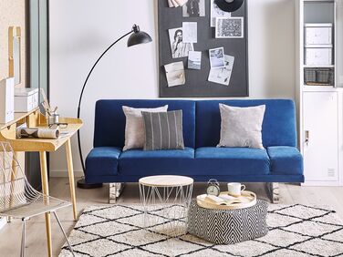 Velvet Sofa Bed Navy Blue YORK