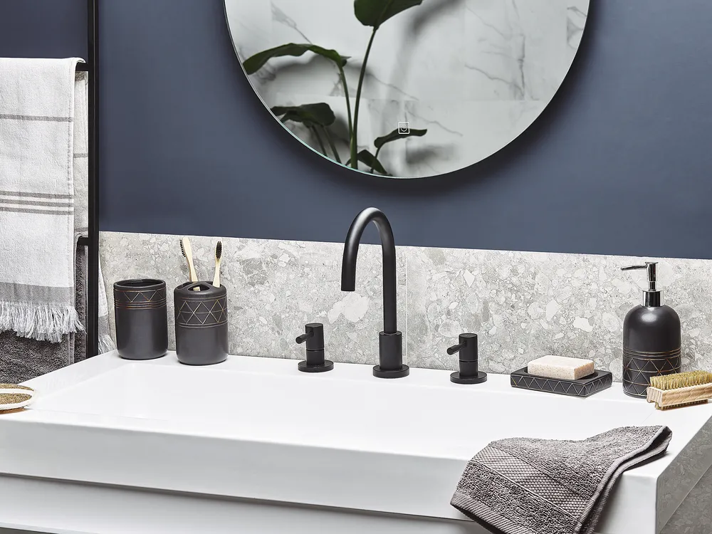 5-Piece Bathroom Accessories Set LANCO Ceramic Black_788531