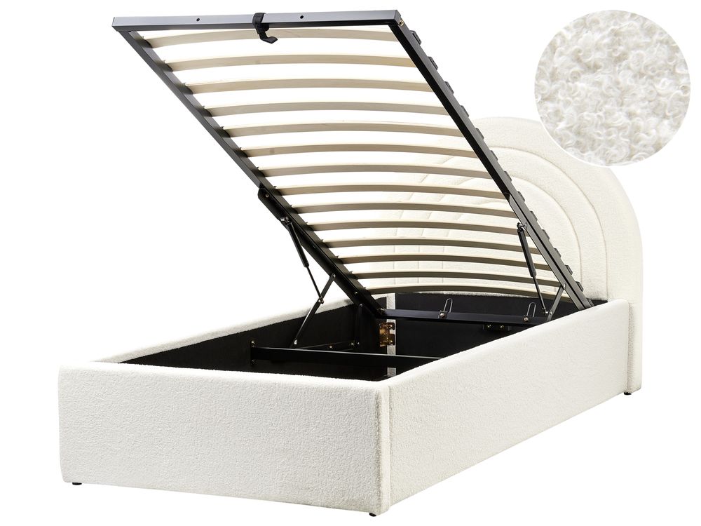 Letto contenitore per bambini ANET Bouclé Bianco sporco 90 x 200 cm