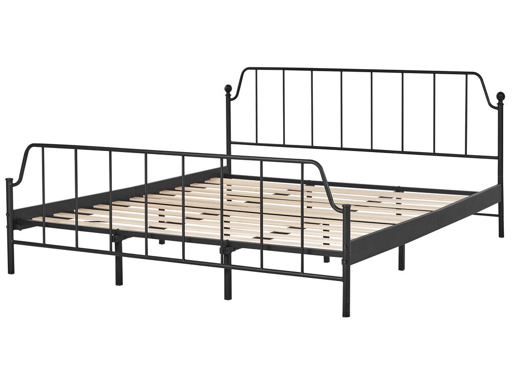 Metal EU Super King Size Bed Black MAURESSAC Beliani