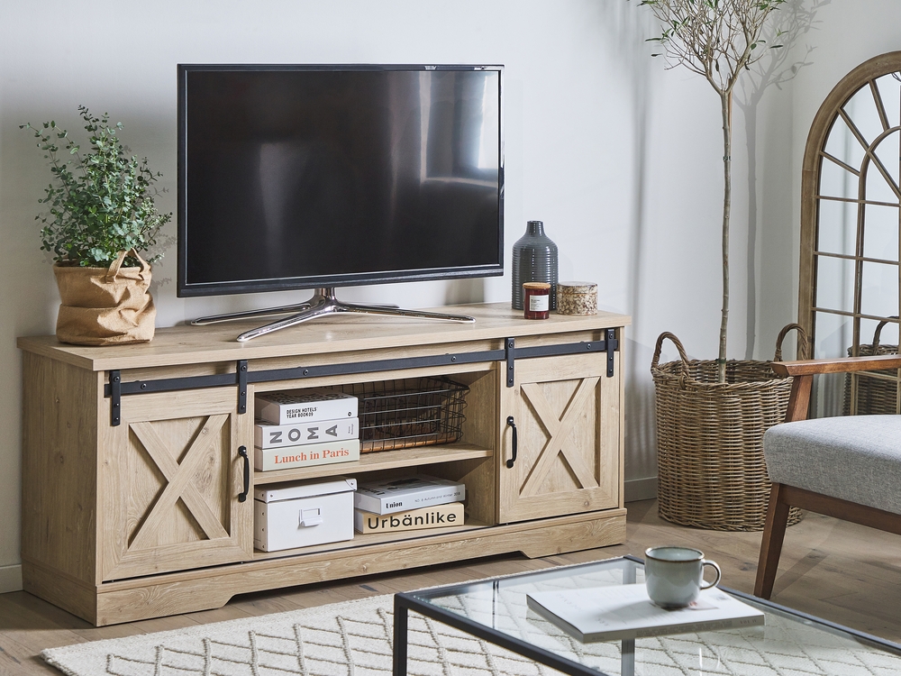 TV Stand Light Wood ULAN Beliani