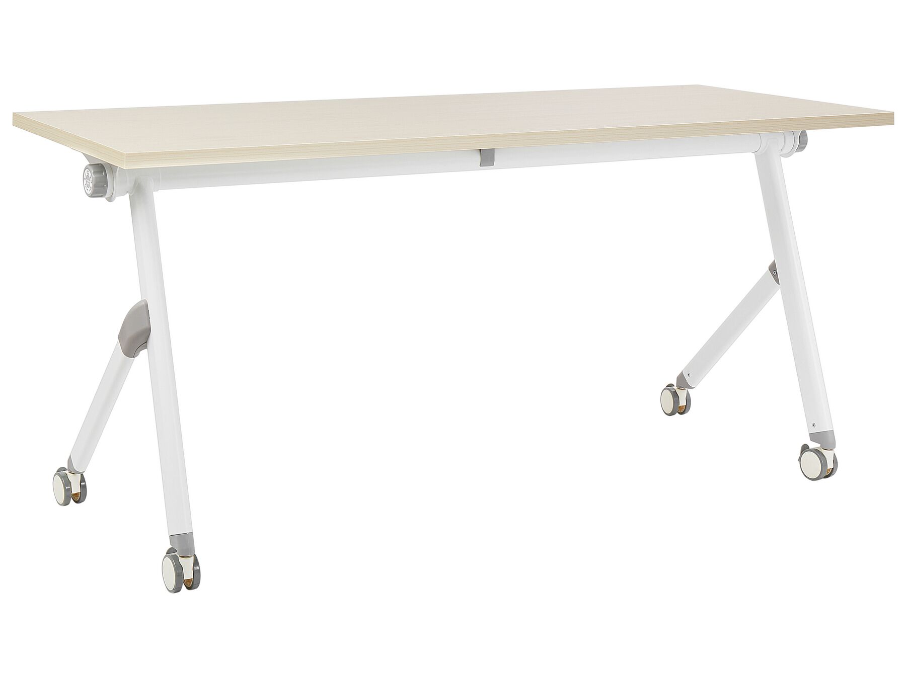 Schreibtisch heller Holzfarbton / weiß 160 x 60 cm klappbar mit Rollen BENDI_922332