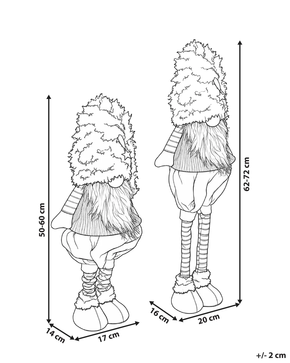 Kétdarabos karácsonyi dekoráció szett SAARIOINEN 50-60/62-72 cm Gnóm Piros/zöld_1179917