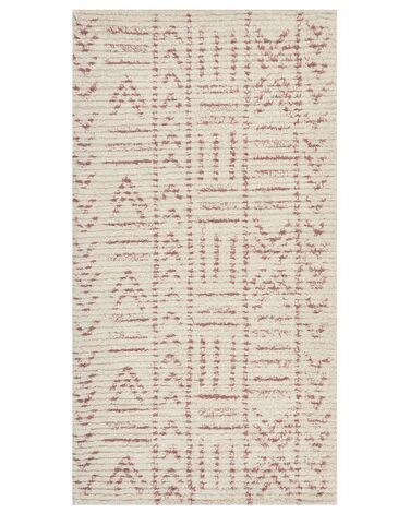 Teppich Baumwolle beige / rosa 80 x 150 cm geometrisches Muster Kurzflor EDIRNE