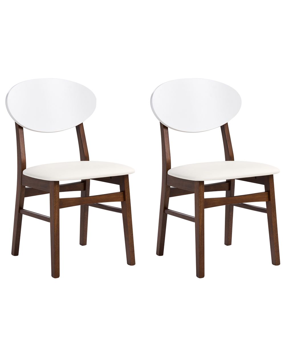 Set of 2 Dining Chairs AMERY Wood Off-White/ Dark Brown