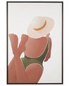 Toile imprimée marron et blanche femme avec cadre 63 x 93 cm FELTRINA_787572