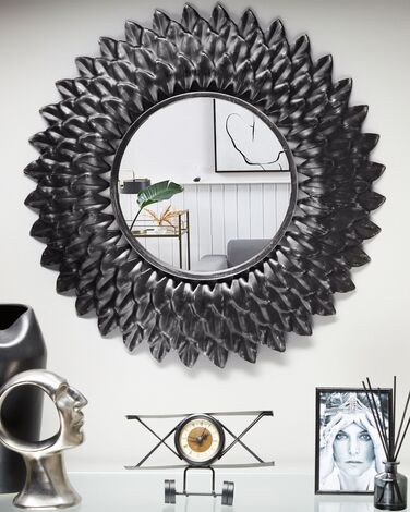 Metal Sunburst Wall Mirror ø 70 cm Silver LARRAU