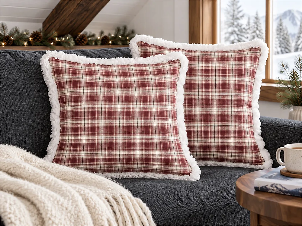 Lot de 2 coussins décoratifs BROOKIES 45 x 45 cm Rouge foncé Motif de Noël_1184003