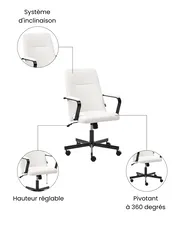 Chaise de bureau CAROGA Bouclé Blanc_1059671