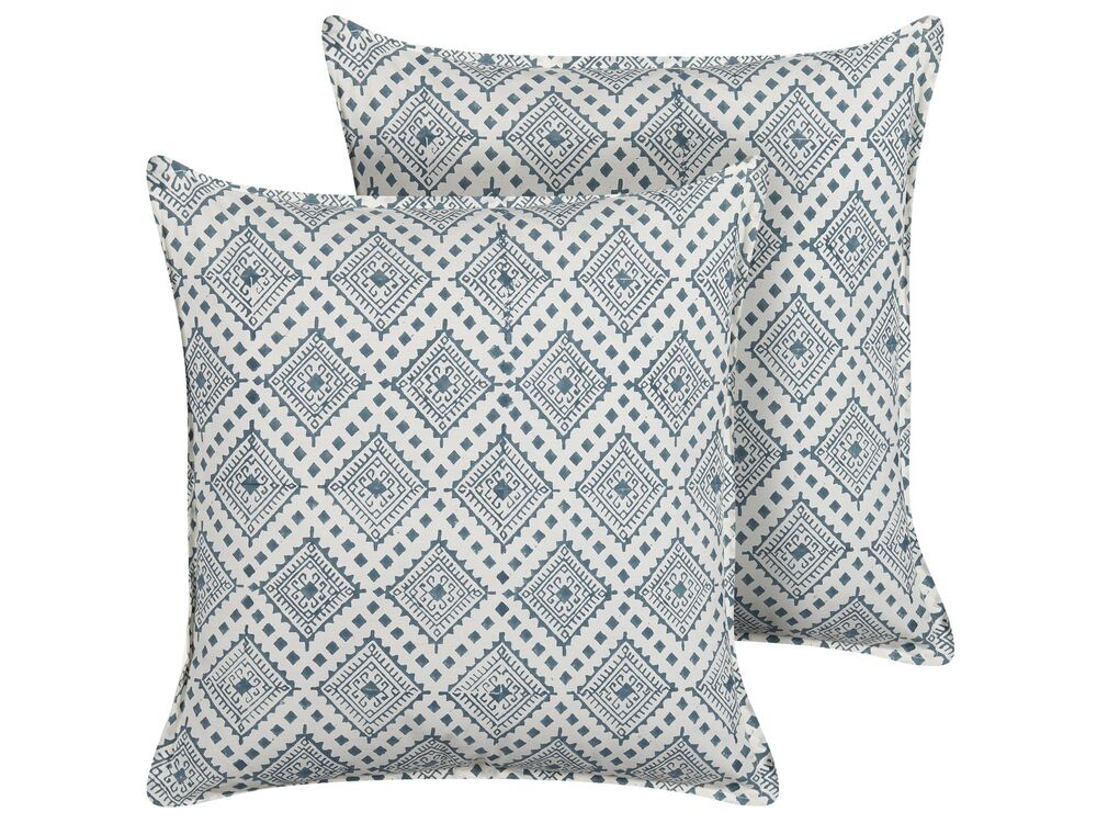 Dekokissen 2er Set CORDATA 45 x 45 cm Baumwolle Blau Orientalisches Muster