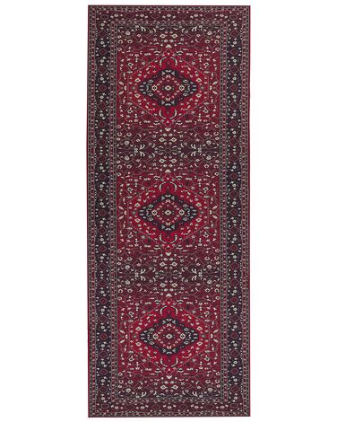 Teppich rot orientalisches Muster 80 x 200 cm Kurzflor VADKADAM