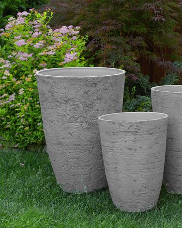 Set of 2 Plant Pots 51 x 51 x 71 cm Grey CAMIA