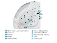 Hörnbubbelbadkar med LED MANGLE 1870 x 1360 mm Vit_807031