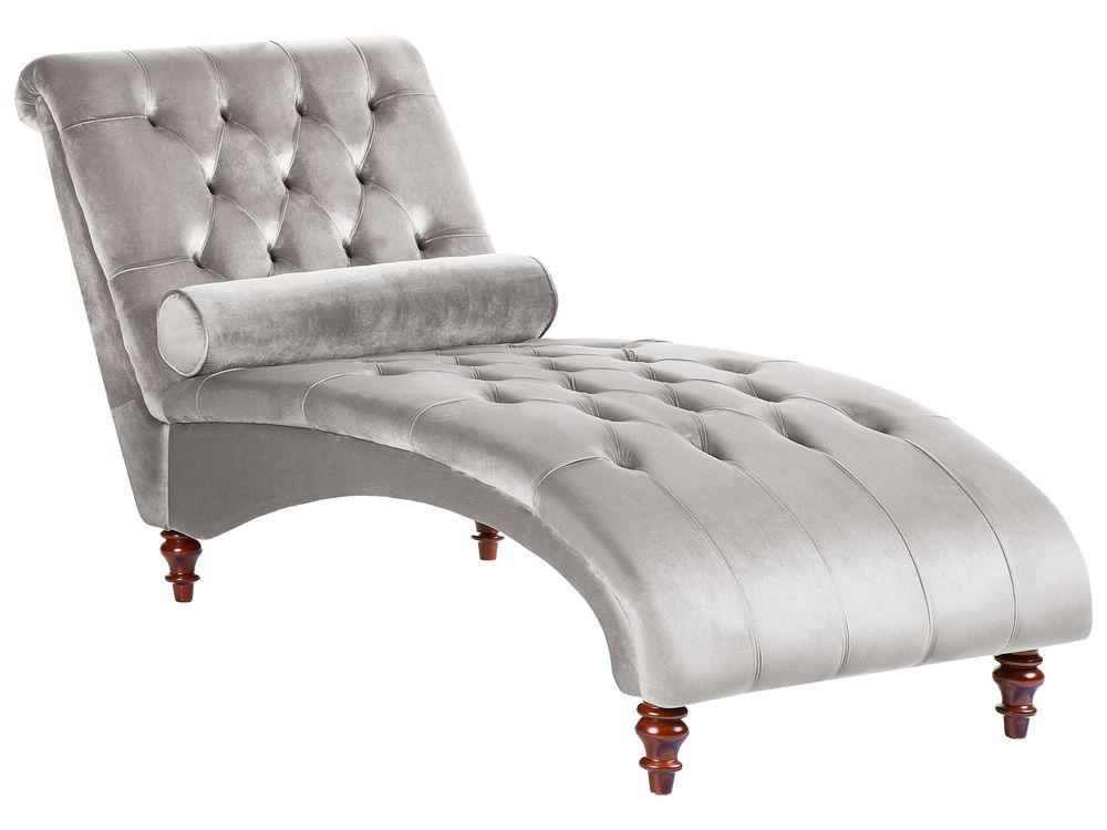 Velvet Chaise Lounge Light Grey MURET Beliani.cz