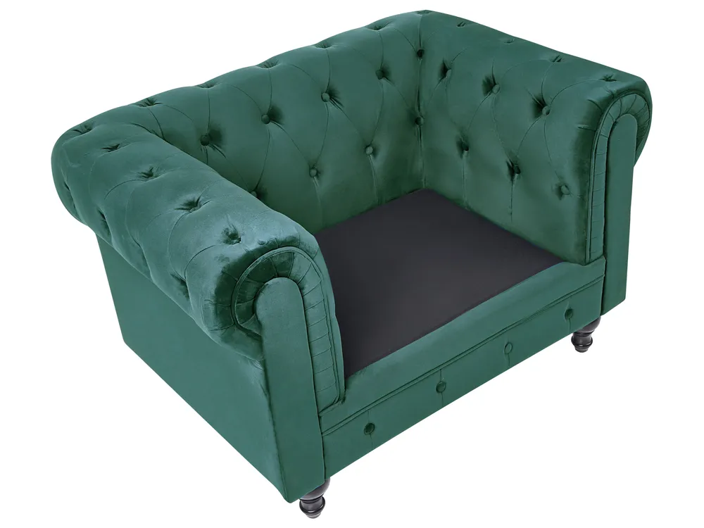 Living Room Set 4 Seater CHESTERFIELD Velvet Emerald Green_1038548