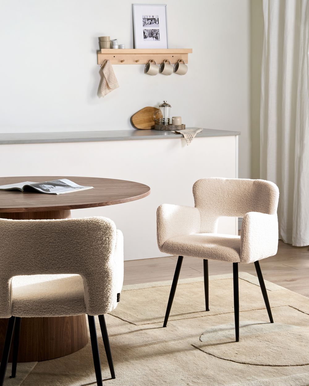 Esszimmerstuhl 2er Set SANILAC Bouclé Beige