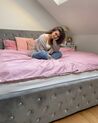 Sametová postel s úložným prostorem 180 x 200 cm šedá AMIENS_842577