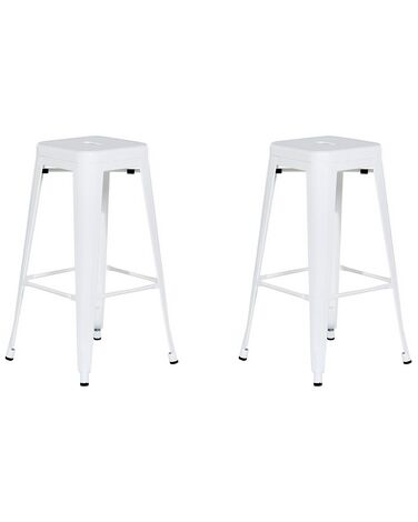 Sada 2 oceľových barových stoličiek 76 cm biela CABRILLO