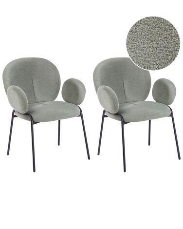 Set of 2 Boucle Dining Chairs Green ELY