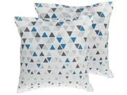 Set of 2 Decorative Cushions CLEOME 45 x 45 cm White Grey Blue Geometric Pattern_769299