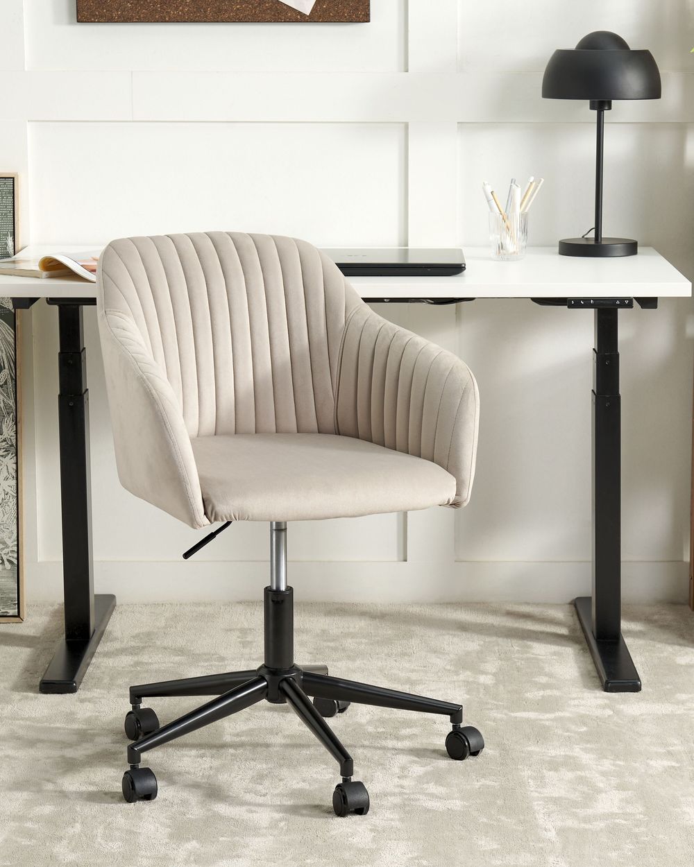 Chaise de bureau VENICE Velours Taupe
