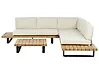 Garden Corner Sofa with Table 5 Seater MYKONOS Certified Acacia Wood Off-White Right Hand