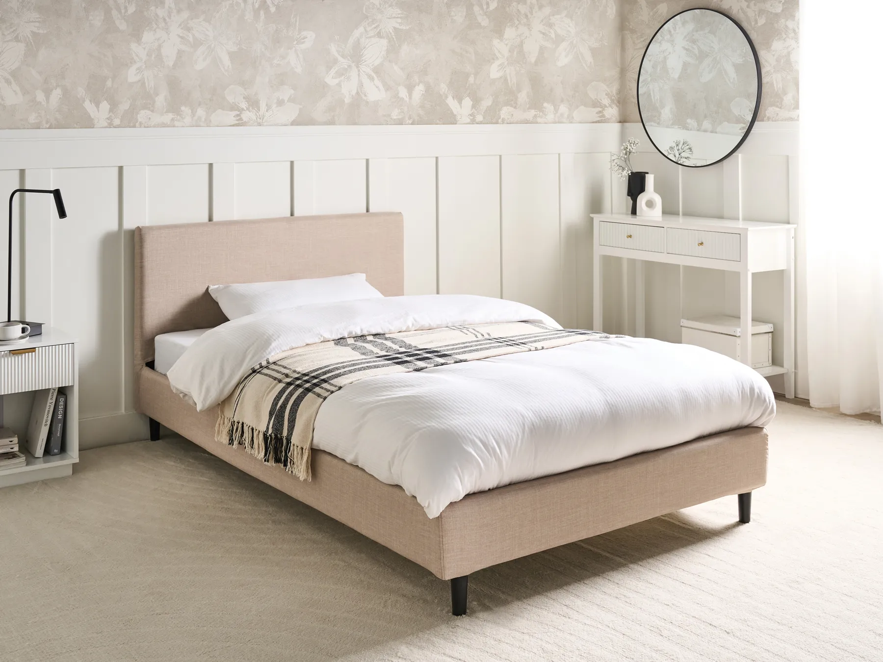 Bed Frame Cover FITOU 120 x 200 cm Beige_1014248
