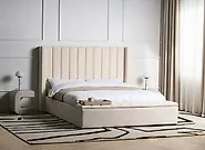 Bed with Storage Bench NOYERS Velvet Off-White 160 x 200 cm (EU King Size)_1174448