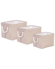 Aufbewahrungskorb 3er Set DARQAB Baumwolle Taupe_849710