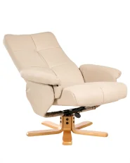Recliner Chair EPSE with Footstool Faux Leather Beige_1003248
