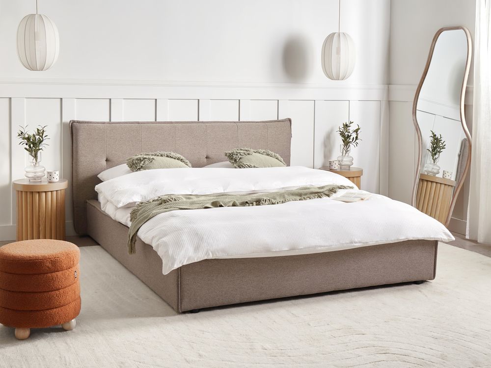 Wasserbett Kunstleinen LESTRE 160 x 200 cm Taupe