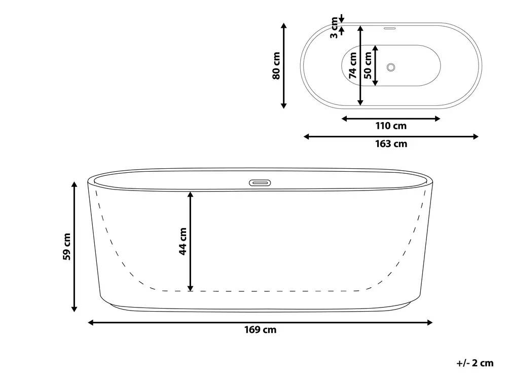 Freestanding Bathtub GOCTA 1690 x 800 mm Black_879274