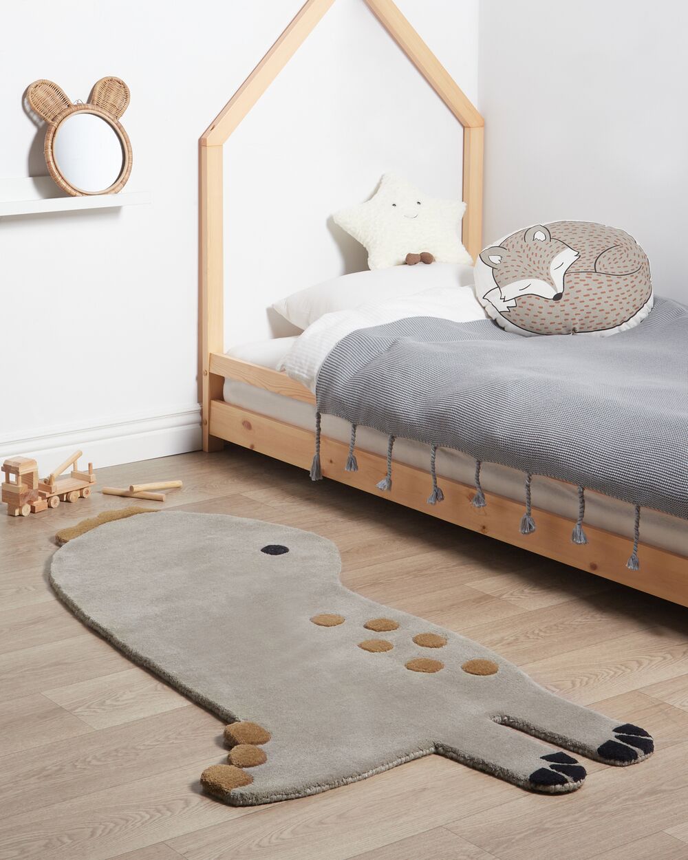 Alfombra infantil DINO Gris 100 x 160 cm Lana